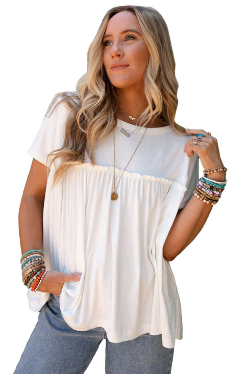 Ruffled Trim Loose Babydoll Tee